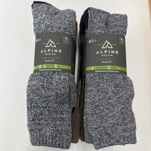 Alpine Design Mens XL 13-15 Performance Hiking Socks 8 pairs Crew Cut